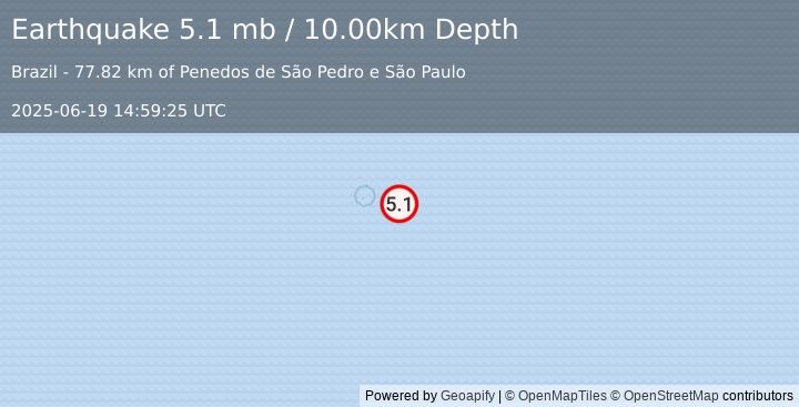 Earthquake CENTRAL MID-ATLANTIC RIDGE (5.0 mb) (2025-06-19 14:59:24 UTC)