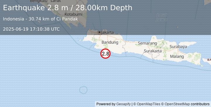 Earthquake JAVA, INDONESIA (2.8 m) (2025-06-19 17:10:38 UTC)
