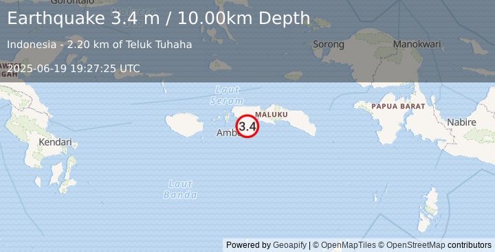 Earthquake SERAM, INDONESIA (3.4 m) (2025-06-19 19:27:25 UTC)