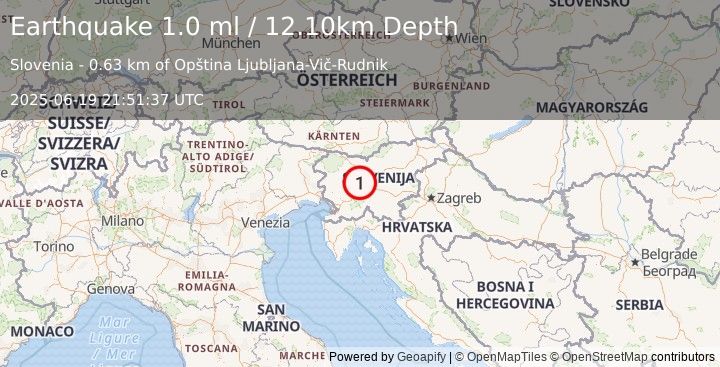 Earthquake SLOVENIA (1.0 ml) (2025-06-19 21:51:37 UTC)