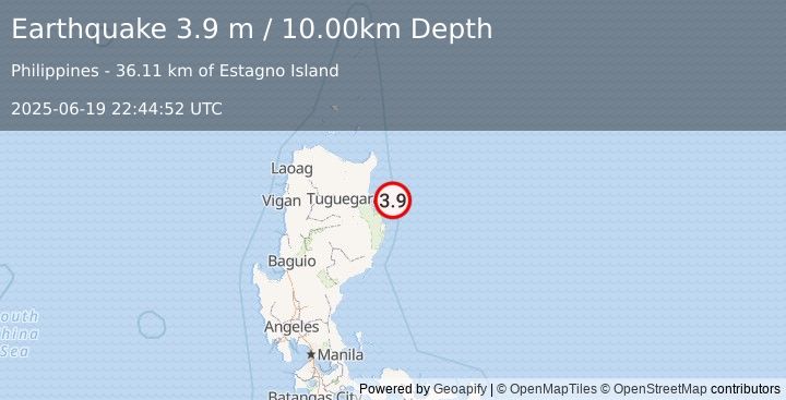 Earthquake LUZON, PHILIPPINES (3.9 m) (2025-06-19 22:44:52 UTC)