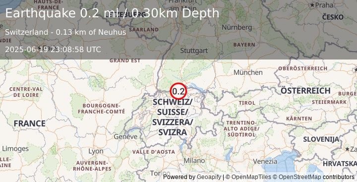 Earthquake SWITZERLAND (0.2 ml) (2025-06-19 23:08:58 UTC)