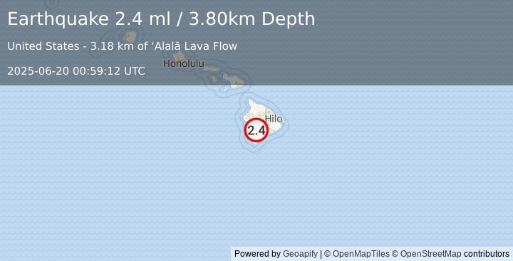 Earthquake ISLAND OF HAWAII, HAWAII (2.4 ml) (2025-06-20 00:59:12 UTC)
