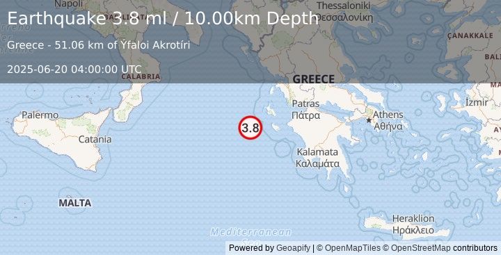 Earthquake IONIAN SEA (3.8 ml) (2025-06-20 04:00:00 UTC)