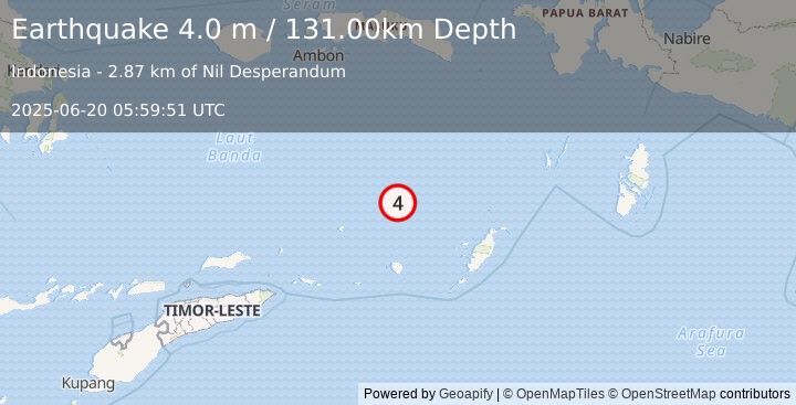 Earthquake BANDA SEA (4.0 m) (2025-06-20 05:59:51 UTC)