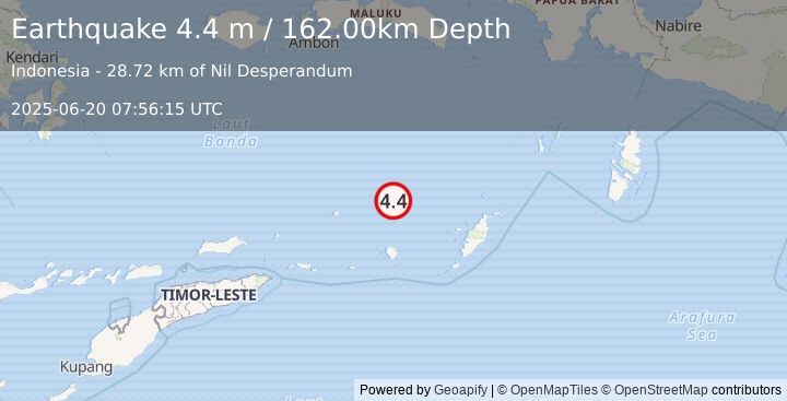 Earthquake BANDA SEA (4.4 m) (2025-06-20 07:56:15 UTC)