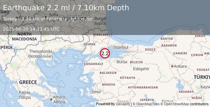 Earthquake WESTERN TURKEY (2.0 ml) (2025-06-20 14:33:47 UTC)