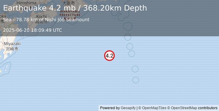 Earthquake IZU ISLANDS, JAPAN REGION (4.2 mb) (2025-06-20 18:09:49 UTC)