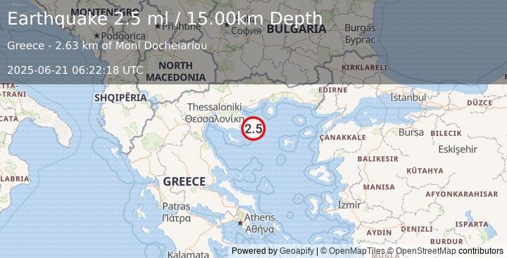 Earthquake AEGEAN SEA (2.5 ml) (2025-06-21 06:22:18 UTC)
