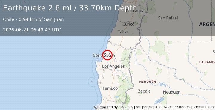 Earthquake BIO-BIO, CHILE (2.6 ml) (2025-06-21 06:49:43 UTC)