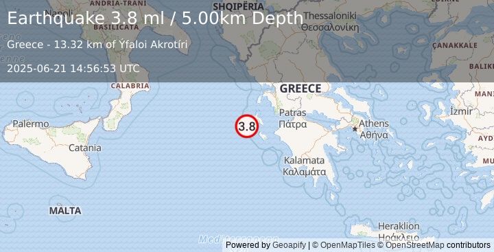 Earthquake GREECE (4.0 ml) (2025-06-21 14:56:52 UTC)