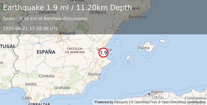 Earthquake SPAIN (1.9 ml) (2025-06-21 17:20:36 UTC)