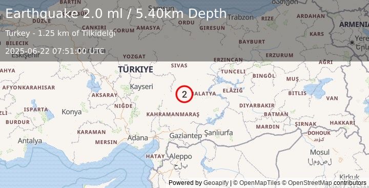 Earthquake CENTRAL TURKEY (2.0 ml) (2025-06-22 07:51:00 UTC)