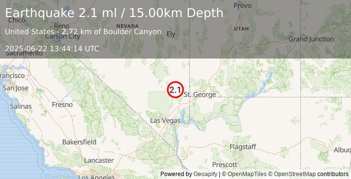 Earthquake NEVADA (2.1 ml) (2025-06-22 13:44:14 UTC)