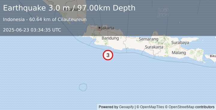 Earthquake JAVA, INDONESIA (3.0 m) (2025-06-23 03:34:35 UTC)