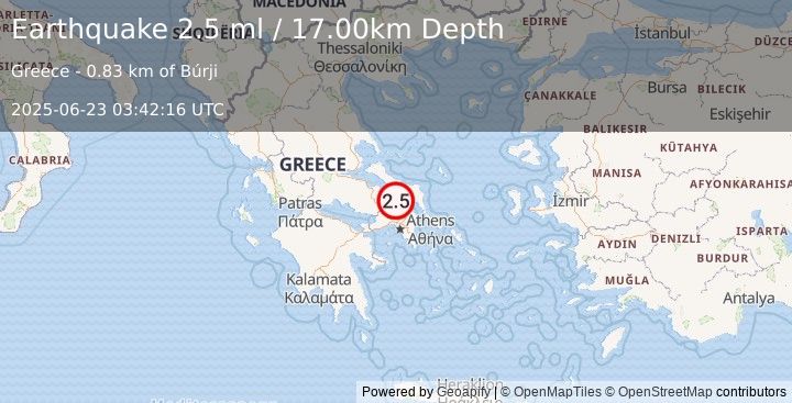 Earthquake GREECE (2.5 ml) (2025-06-23 03:42:16 UTC)