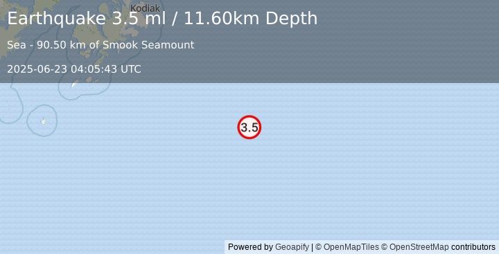 Earthquake GULF OF ALASKA (3.5 ml) (2025-06-23 04:05:43 UTC)