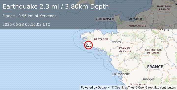 Earthquake FRANCE (2.3 ml) (2025-06-23 05:16:03 UTC)