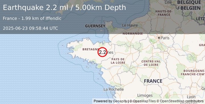 Earthquake FRANCE (2.2 ml) (2025-06-23 09:58:44 UTC)