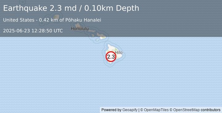 Earthquake ISLAND OF HAWAII, HAWAII (2.3 md) (2025-06-23 12:28:50 UTC)