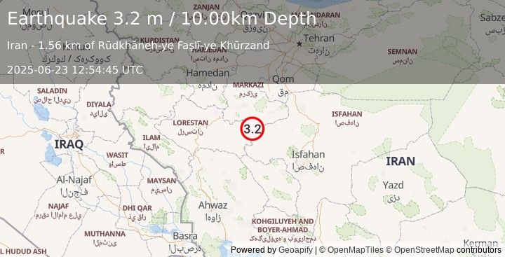 Earthquake WESTERN IRAN (3.2 m) (2025-06-23 12:54:45 UTC)