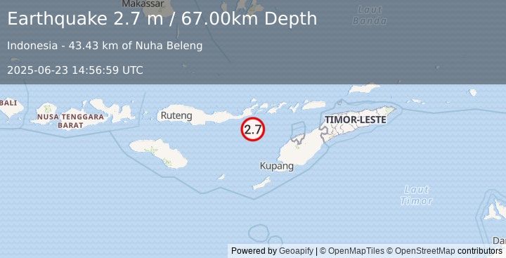 Earthquake SAVU SEA (2.7 m) (2025-06-23 14:56:59 UTC)