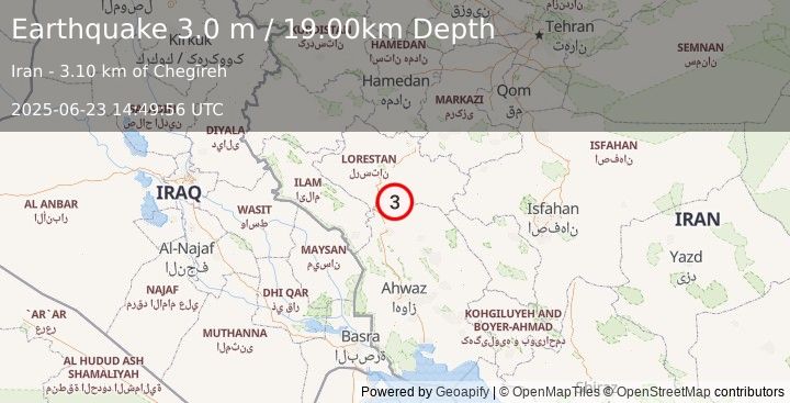 Earthquake WESTERN IRAN (3.0 m) (2025-06-23 14:49:56 UTC)