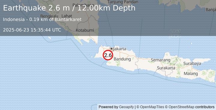 Earthquake JAVA, INDONESIA (2.6 m) (2025-06-23 15:35:44 UTC)