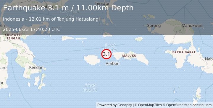 Earthquake SERAM, INDONESIA (3.1 m) (2025-06-23 17:40:20 UTC)