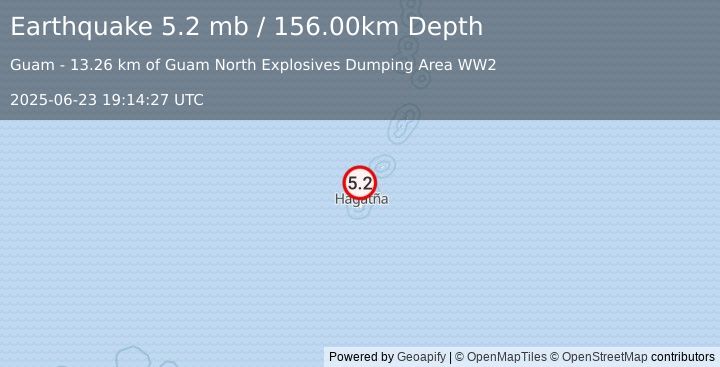 Earthquake GUAM REGION (5.4 mw) (2025-06-23 19:14:26 UTC)