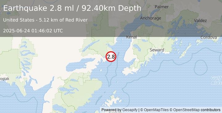 Earthquake SOUTHERN ALASKA (2.8 ml) (2025-06-24 01:46:02 UTC)