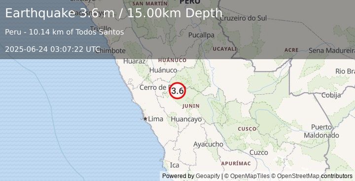 Earthquake CENTRAL PERU (3.6 m) (2025-06-24 03:07:22 UTC)