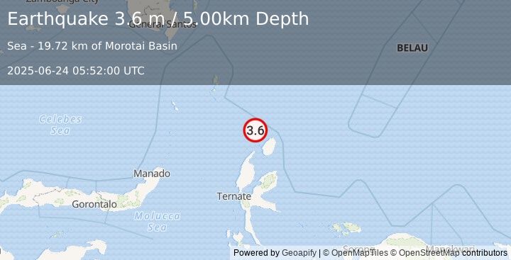 Earthquake HALMAHERA, INDONESIA (3.6 m) (2025-06-24 05:52:00 UTC)