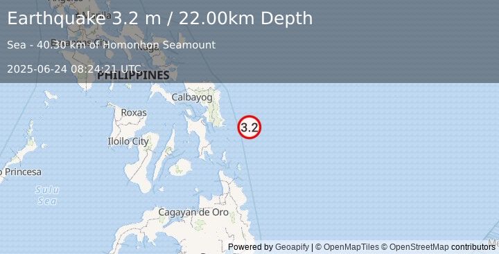 Earthquake PHILIPPINE ISLANDS REGION (3.2 m) (2025-06-24 08:24:21 UTC)