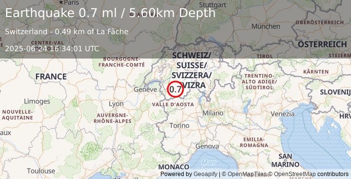 Earthquake SWITZERLAND (0.7 ml) (2025-06-24 16:34:01 UTC)