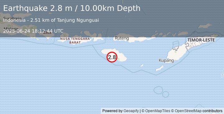 Earthquake SUMBA REGION, INDONESIA (2.8 m) (2025-06-24 18:12:44 UTC)