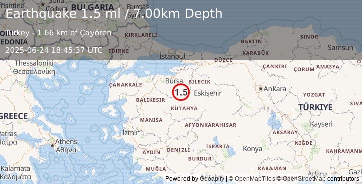 Earthquake WESTERN TURKEY (1.5 ml) (2025-06-24 18:45:37 UTC)