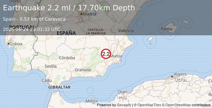 Earthquake SPAIN (2.2 ml) (2025-06-24 23:01:32 UTC)