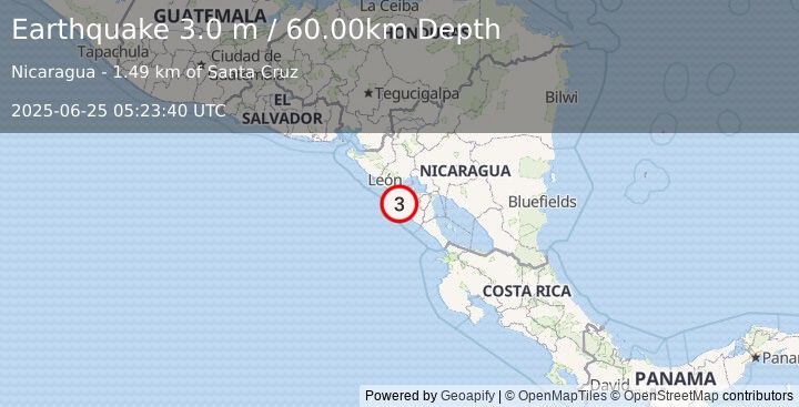 Earthquake OFF COAST OF COSTA RICA (3.9 m) (2025-06-25 05:24:35 UTC)