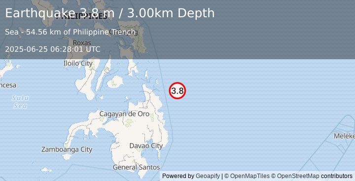 Earthquake PHILIPPINE ISLANDS REGION (3.8 m) (2025-06-25 06:28:01 UTC)