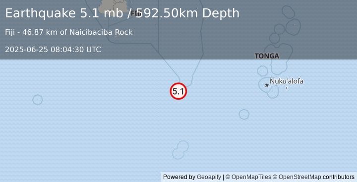Earthquake FIJI REGION (5.1 mb) (2025-06-25 08:04:29 UTC)