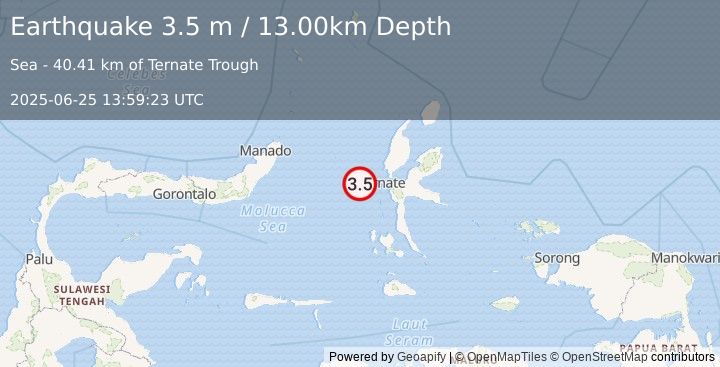 Earthquake MOLUCCA SEA (3.5 m) (2025-06-25 13:59:23 UTC)