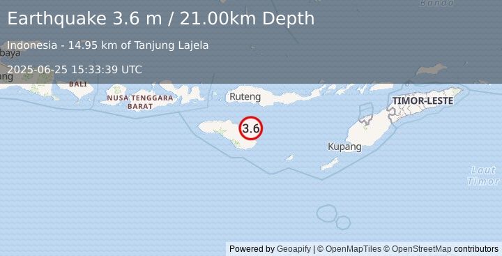 Earthquake SUMBA REGION, INDONESIA (3.6 m) (2025-06-25 15:33:39 UTC)