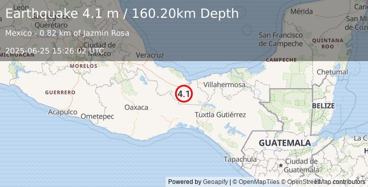 Earthquake VERACRUZ, MEXICO (4.1 m) (2025-06-25 15:26:02 UTC)