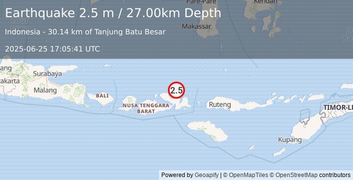Earthquake FLORES SEA (2.5 m) (2025-06-25 17:05:41 UTC)