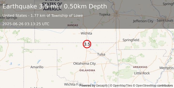Earthquake OKLAHOMA (3.4 ml) (2025-06-26 03:13:25 UTC)
