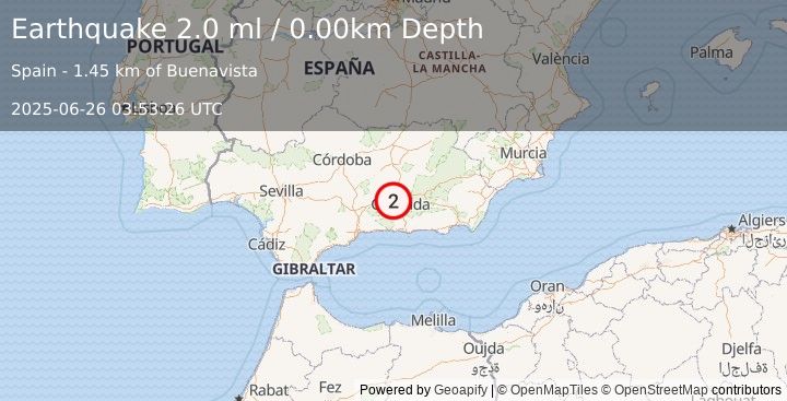 Earthquake SPAIN (2.0 ml) (2025-06-26 03:53:26 UTC)