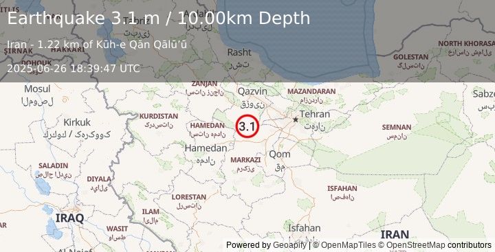 Earthquake WESTERN IRAN (3.1 m) (2025-06-26 18:39:47 UTC)