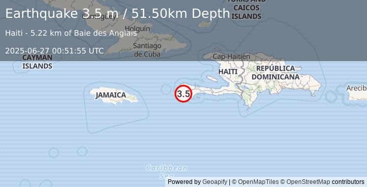 Earthquake HAITI REGION (3.5 m) (2025-06-27 00:51:55 UTC)