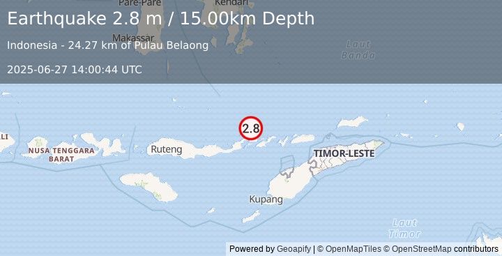 Earthquake BANDA SEA (2.8 m) (2025-06-27 14:00:44 UTC)